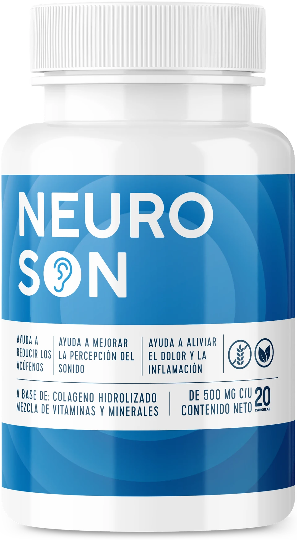 Frasco de Neuroson, cápsulas para el oído